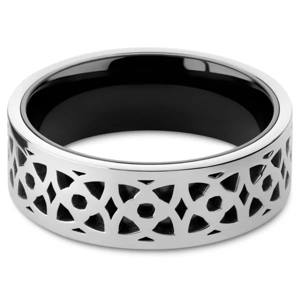 Meilleur Prix Garanti Lucleon Hyperan | Anneau Argenté En Titane à Motif – 8 Mm 3