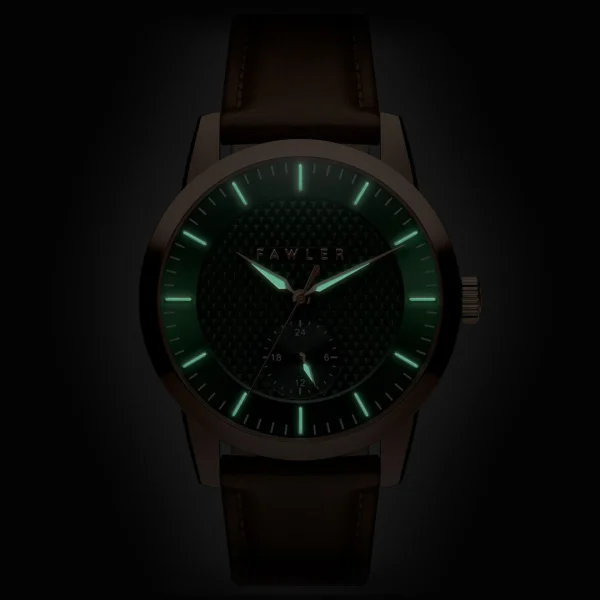 Fawler Dayton | Montre En Acier Inoxydable Couleur Or Rose Avec Cadran Vert Texturé Retour Gratuit 3