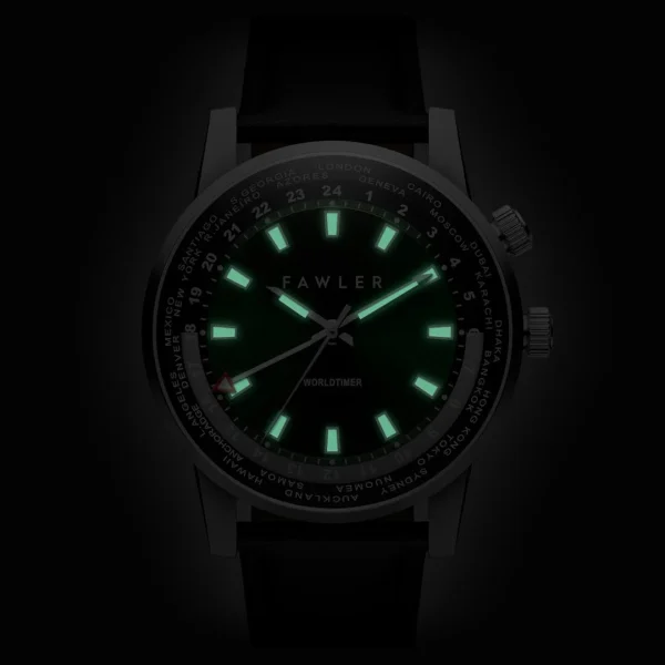 Fawler Gentium | Montre GMT à Heure Universelle En Acier Inoxydable Vert styles dernier cri 3