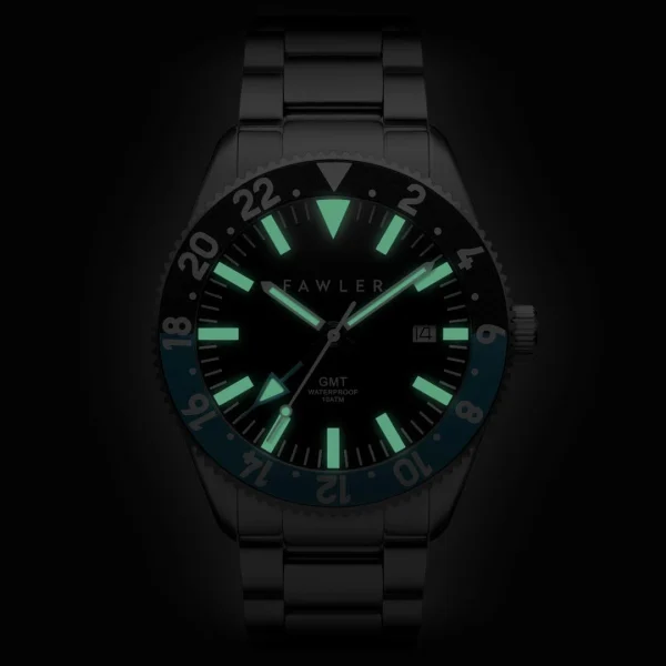 qualité d’originales Fawler Métier | Montre GMT En Acier Inoxydable Bleu 3