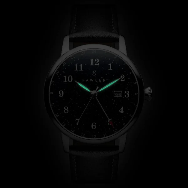Fawler Night Sky | Montre GMT En Acier Inoxydable Argenté à Cadran Orné D’aventurine en ligne 3