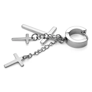Fort Tempus Boucle D’oreille Trio De Croix Argenté Vente 12