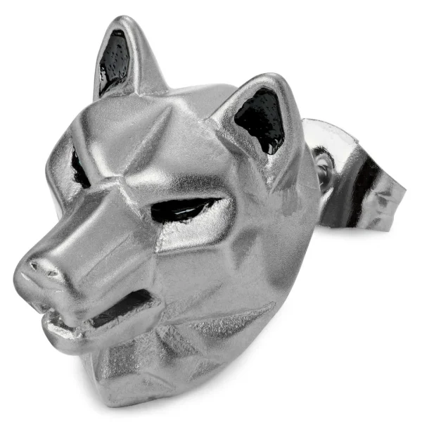 excellents soldes Moody Mason Boucle D’oreille Jax – Loup En Acier 1