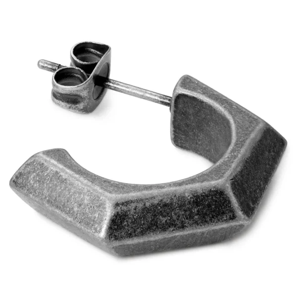 Moody Mason Boucle D’oreille Jax Crochet En Acier Gris Foncé Protections acheteurs 1