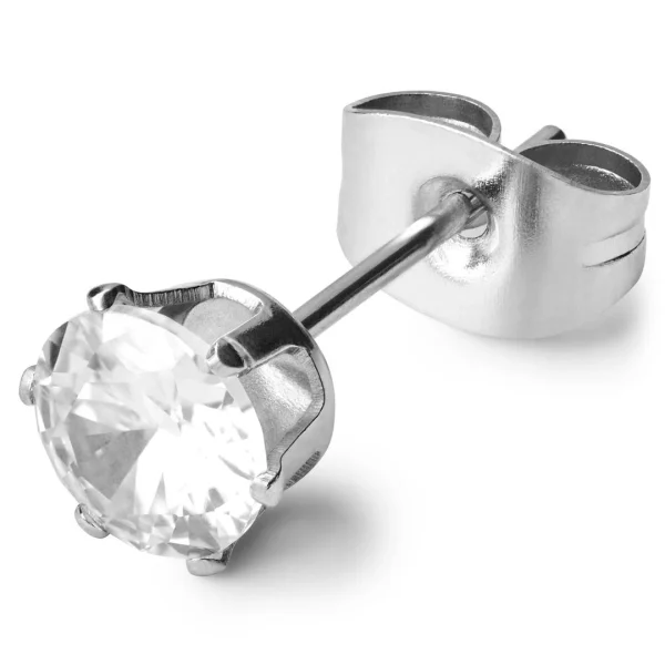 Retour Gratuit Lucleon Clou D’oreille Rond En Métal Argenté Avec Pierre De Zircone – 6 MM 1