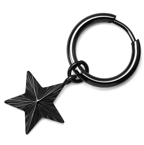 meilleur service Lucleon Boucle D’oreille En Acier Noir Avec Pendentif étoile 3