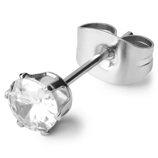 Lucleon Clou D’oreille Rond En Métal Argenté Avec Pierre De Zircone – 4 MM dernières 1