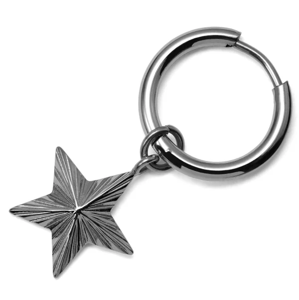 magasin pas cher Lucleon Boucle D’oreille En Titane Argenté Avec Pendentif étoile 3