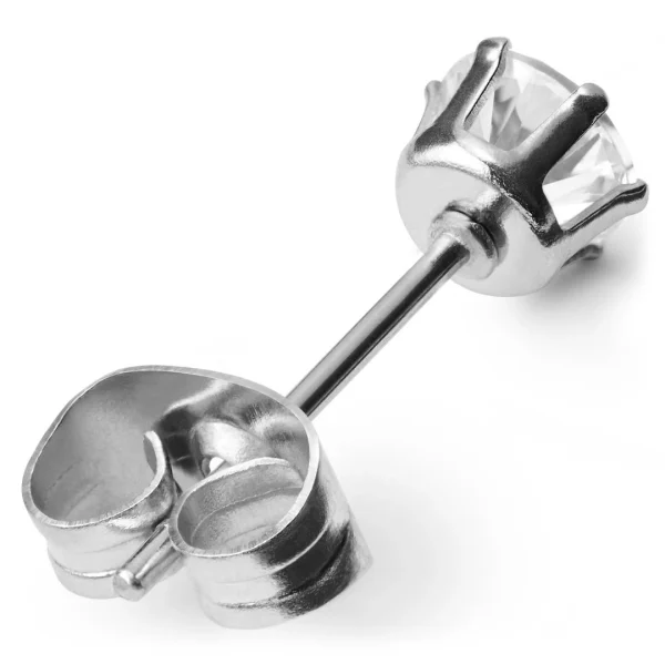 Lucleon Clou D’oreille Rond En Métal Argenté Avec Pierre De Zircone – 4 MM dernières 3