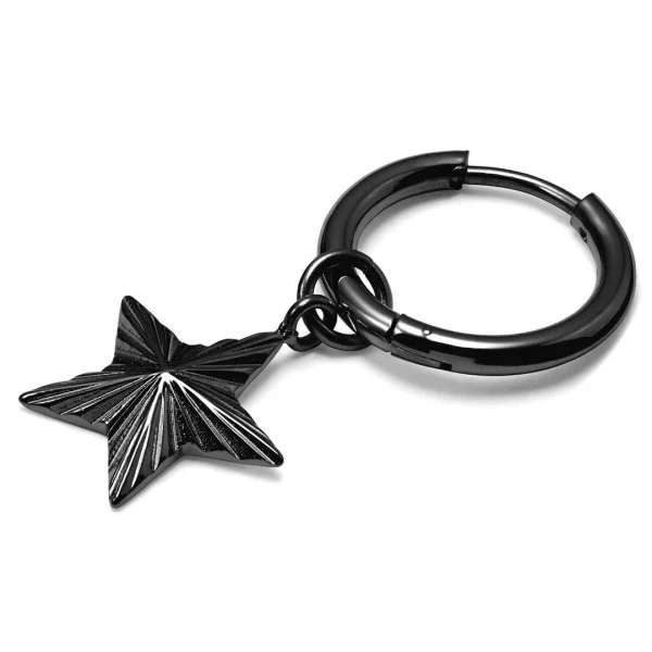 meilleur service Lucleon Boucle D’oreille En Acier Noir Avec Pendentif étoile 1