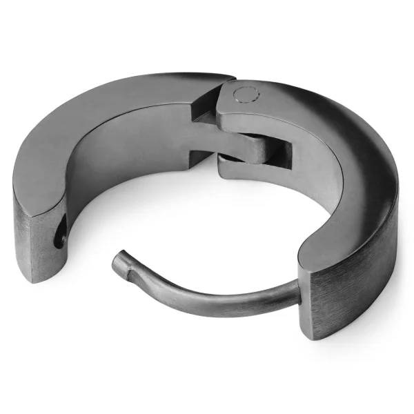 Fort Tempus Boucle D’oreille Ronde En Métal Noir à Zircone à Facettes en vente 3