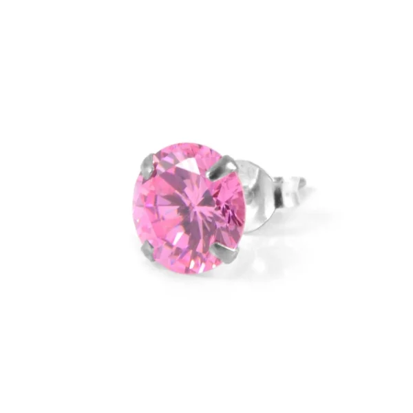 site pas cher Lucleon Boucle D’oreille Ronde Et Rose En Zircone – 6 Mm 1