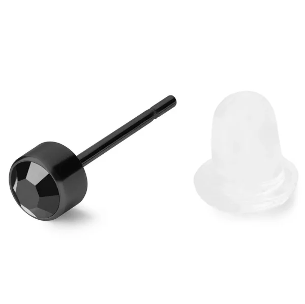 Authentic Original licence Lucleon Clou D’oreille Rond Noir à Zircone Noire à Facettes – 3mm 1