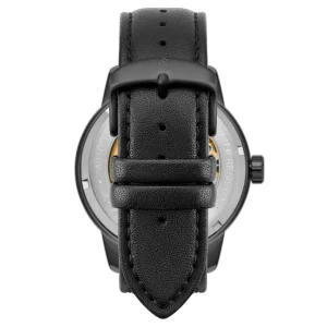 grossiste en ligne Seizmont Dante II | Montre Squelette En Acier Inoxydable Doré Avec Bracelet En Cuir Noir 12