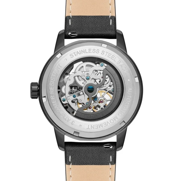Seizmont Dante II | Montre Squelette En Acier Inoxydable Noir Avec Bracelet En Cuir Prix très abordable 4