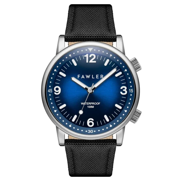 acheter Fawler Acero | Montre De Plongée Bleue En Acier Inoxydable Argenté 1