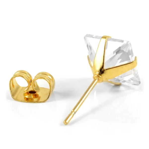 Lucleon Boucle D’oreille Dorée Zircone 8mm Dernières Nouveautés 3