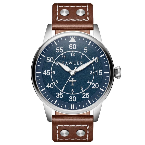 magasin paris Fawler Apollo | Montre Aviateur En Acier Inoxydable Couleur Bleu Et Argent 1