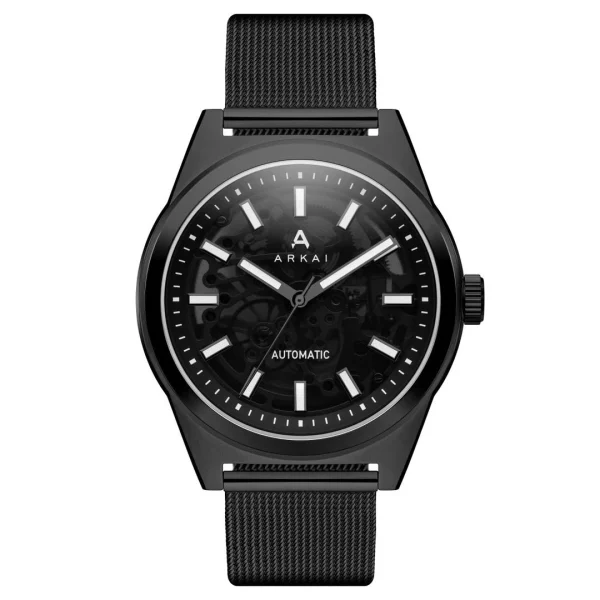 vente en ligne Arkai Caron | Montre Squelette Automatique En Acier Inoxydable Noir 1