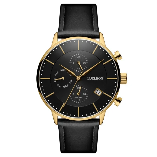 Lucleon Ternion | Montre à Double Fuseau Horaire En Acier Noir Et Or jusqu'à 1