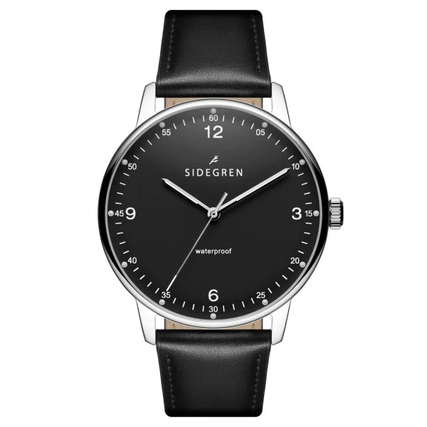 Sidegren Olivier | Montre En Acier Inoxydable Argenté Avec Bracelet Noir boutique en ligne 1