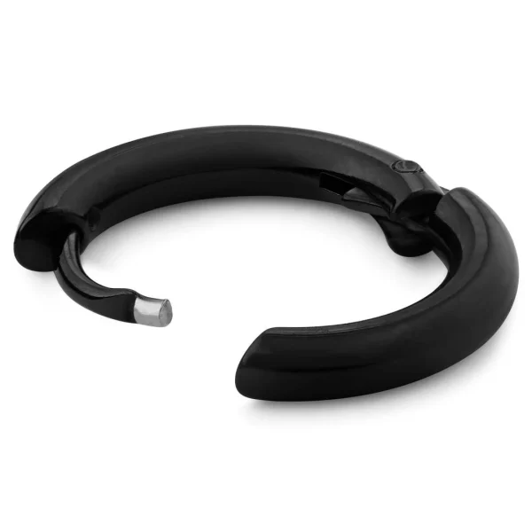 authentiques Lucleon Boucle D’oreille En Acier Noir “Le Cercle” 3