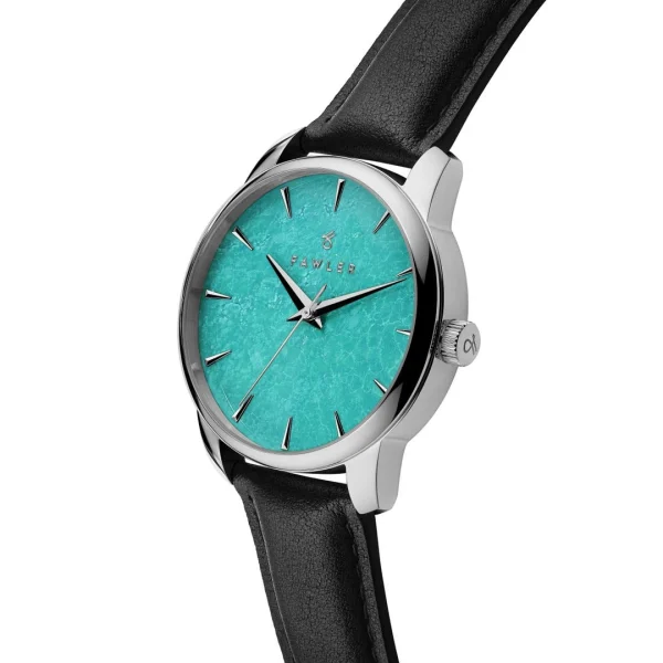 Fawler Beleza | Montre En Acier Inoxydable Argenté Et Pierre Turquoise REMISE allant 3