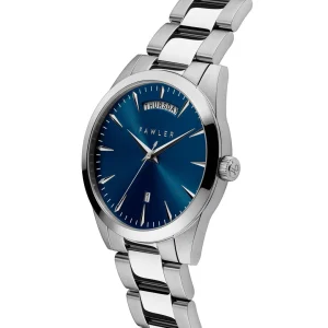 france en ligne Fawler Eric | Montre En Acier Inoxydable Bleu Et Argent Avec Affichage Du Jour Et De La Date 16