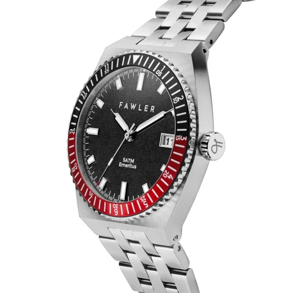 Fawler Emeritus | Montre En Acier Inoxydable à Lunette Noire Et Rouge magasin solde 4