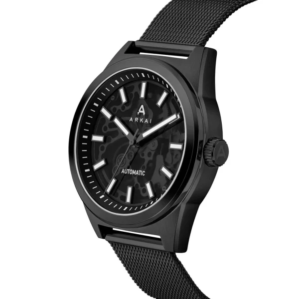 vente en ligne Arkai Caron | Montre Squelette Automatique En Acier Inoxydable Noir 4