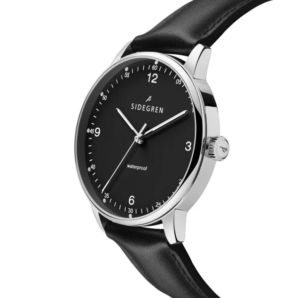 Sidegren Olivier | Montre En Acier Inoxydable Argenté Avec Bracelet Noir boutique en ligne 3