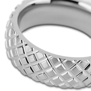 offre spéciale Lucleon Hyperan | Anneau Argenté En Titane Avec Motif Pneumatique – 8 Mm 10