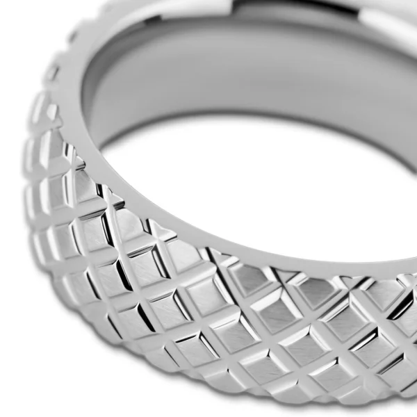 offre spéciale Lucleon Hyperan | Anneau Argenté En Titane Avec Motif Pneumatique – 8 Mm 4