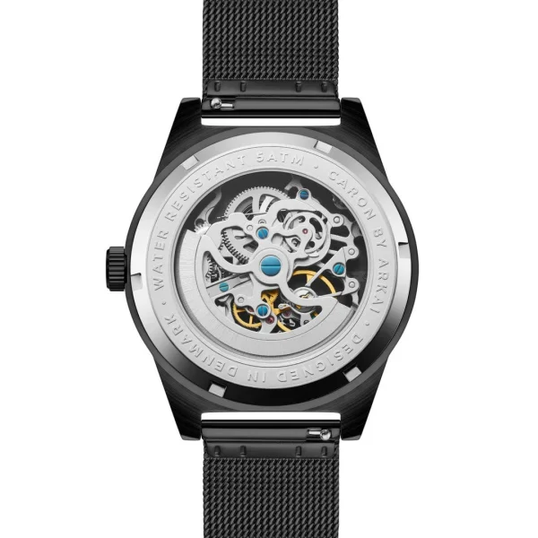 vente en ligne Arkai Caron | Montre Squelette Automatique En Acier Inoxydable Noir 5