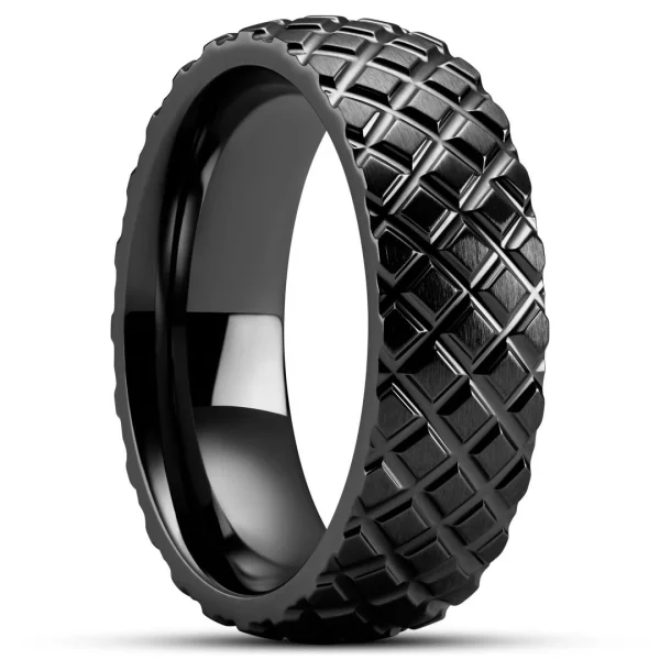 grande popularité Lucleon Hyperan | Anneau Noir En Titane Avec Motif Pneumatique – 8 Mm 1