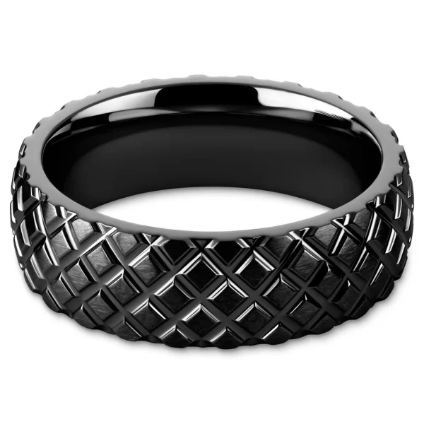 grande popularité Lucleon Hyperan | Anneau Noir En Titane Avec Motif Pneumatique – 8 Mm 3