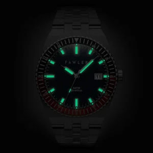 Fawler Emeritus | Montre En Acier Inoxydable à Lunette Noire Et Rouge magasin solde 10