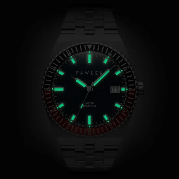 Fawler Emeritus | Montre En Acier Inoxydable à Lunette Noire Et Rouge magasin solde 3