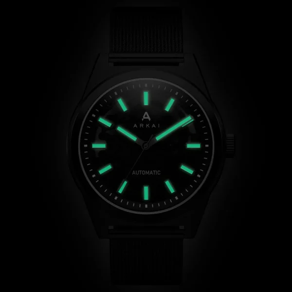 vente en ligne Arkai Caron | Montre Squelette Automatique En Acier Inoxydable Noir 3