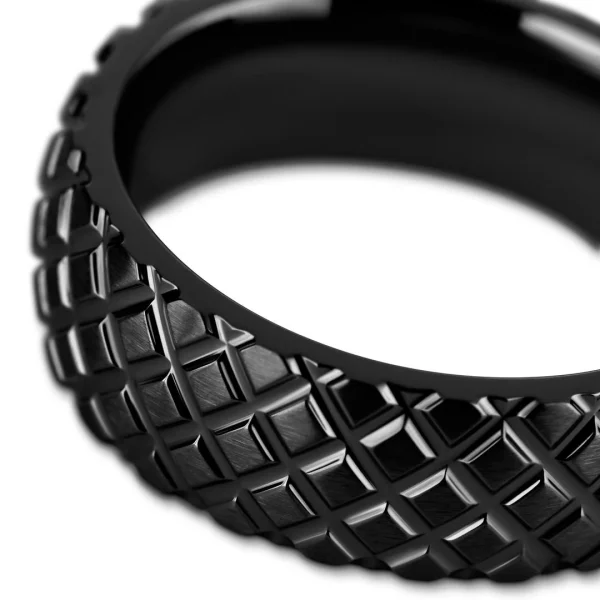 grande popularité Lucleon Hyperan | Anneau Noir En Titane Avec Motif Pneumatique – 8 Mm 4
