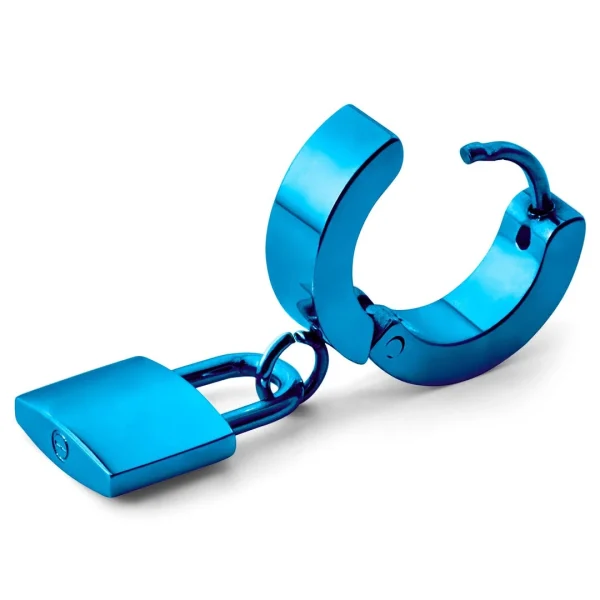 vente luxe pas cher Otsu Boucle D’oreille Floyd Bleue Avec Pendentif Cadenas 3