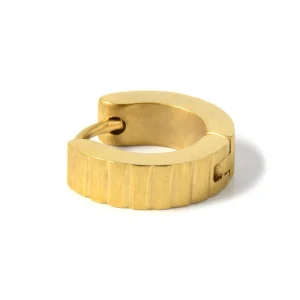 grande promotion Fort Tempus Boucle D’oreille Ronde En Métal Doré Bosselé 8