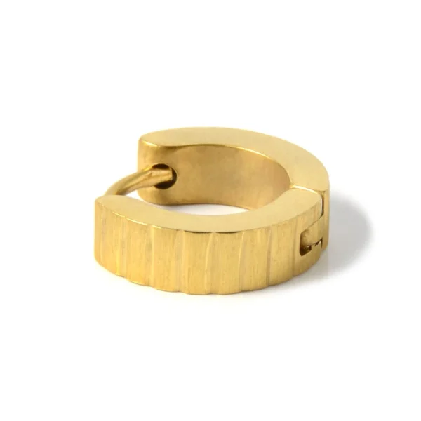 grande promotion Fort Tempus Boucle D’oreille Ronde En Métal Doré Bosselé 3
