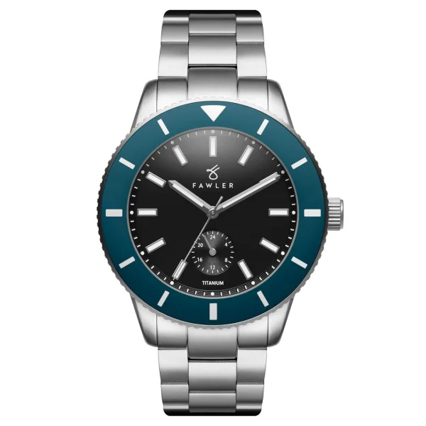 à prix imbattables Fawler Makalu | Montre De Plongée En Titane Brossé Avec Lunette Bleue 1