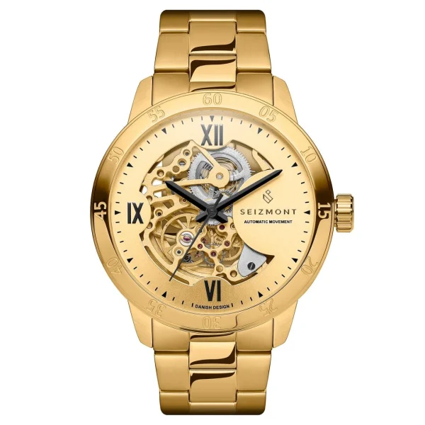 Authentic Original licence Seizmont Dante II | Montre Squelette En Acier Doré 1