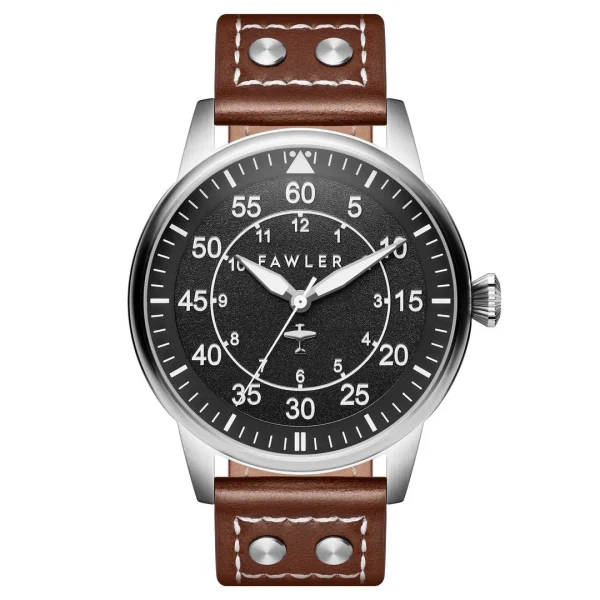 Fawler Apollo | Montre Aviateur En Acier Inoxydable Couleur Noir Et Argent comparez les prix 1
