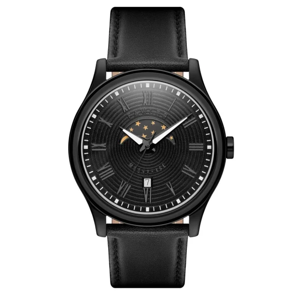 Fawler Imperator | Montre à Phases De Lune En Acier Inoxydable Noir grande qualité 1