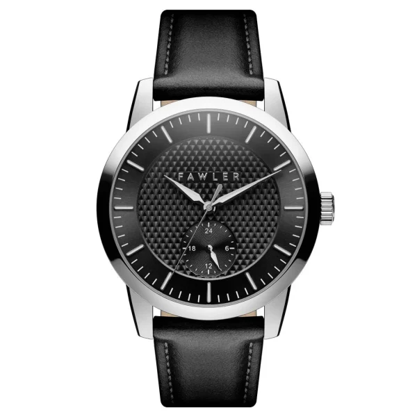 Fawler Dayton | Montre En Acier Inoxydable Argenté Avec Cadran Noir Texturé excellents soldes 1