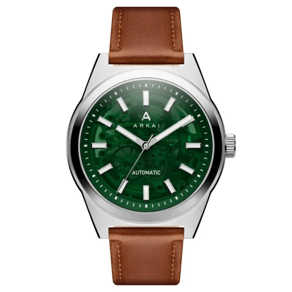 Arkai Caron | Montre Squelette Automatique En Acier Inoxydable Vert Et Argenté REMISE 1
