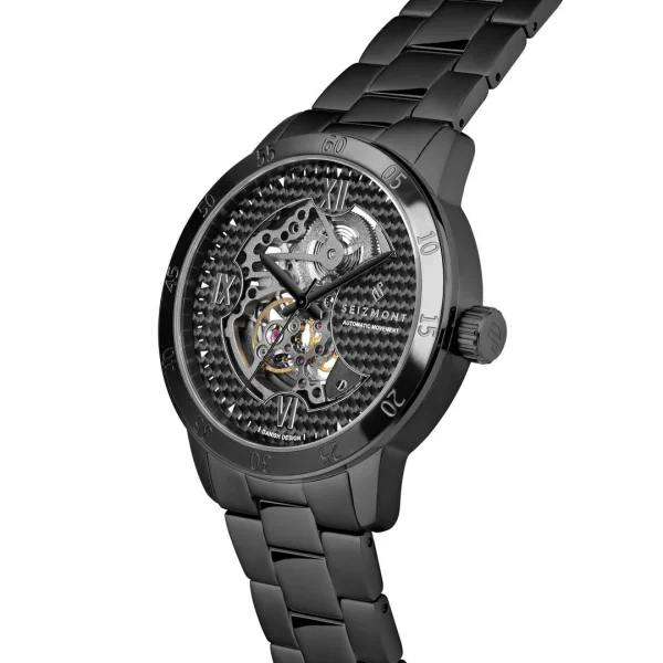 marque pas cher Seizmont Dante II | Montre Squelette Noire Avec Cadran En Fibre De Carbone 3